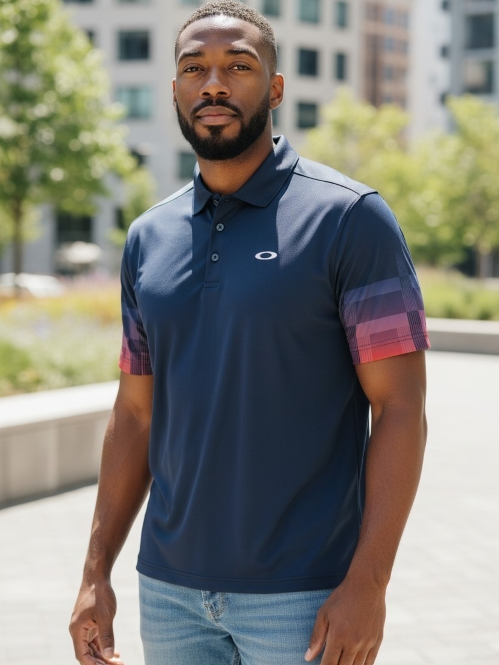 Oakley Ecilpse Golf Polo with Gradient Sleeves